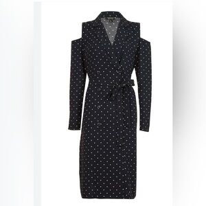 Topshop Polka Dot Cut-Out midi Dress Navy size 4